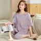 thumbnail image 3 of Verano de manga corta de dibujos animados lindo dulce estilo coreano ropa para el hogar traje de princesa ropa de dormir de mujer siete medio pantalón, 3 of 5