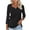 Black, variant on Women's T-Shirts 3/4 Sleeve V-Neck Solid Color Lightweight Loose Casual Basic Tunic Tops Khaki M