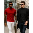 thumbnail image 3 of URBAN BUCK Short Sleeve Mock Turtle Neck Shirt Men Slim Fit Mock Neck Sweatshirt - Casual Ribbed Turtlenecks Sweater Murphy White Men T Shirt-XL, 3 of 7