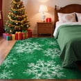 thumbnail image 2 of Hasoo Christmas Home Decor Snowflake Pattern Area Rug Washable 8' x 10' Modern Throw Rug for Living Room Indoor Green Carpet, 2 of 5