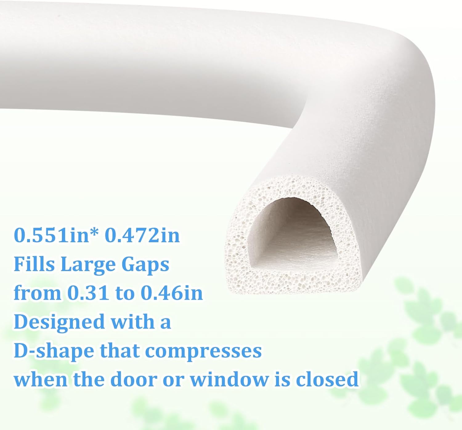 FRKSMD-19.7Feet D-type Weather Stripping Door Seal, Self-Adhesive Seals for Door Window Gap, Soundproofing, Insulation Strip, Door Sealers for Door Frame (White), D14-12