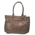 thumbnail image 3 of ZzFab Multi Zippers Fashion Locking Faux Leather Purse Tote Bag Coffee, 3 of 3