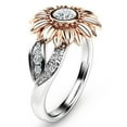 thumbnail image 2 of Ronda de las mujeres Floral Anillo de Plata Tono Jewely Girasol Dos Anillos, 2 of 4