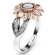 thumbnail image 2 of Ronda de las mujeres Floral Anillo de Plata Tono Jewely Girasol Dos Anillos, 2 of 4