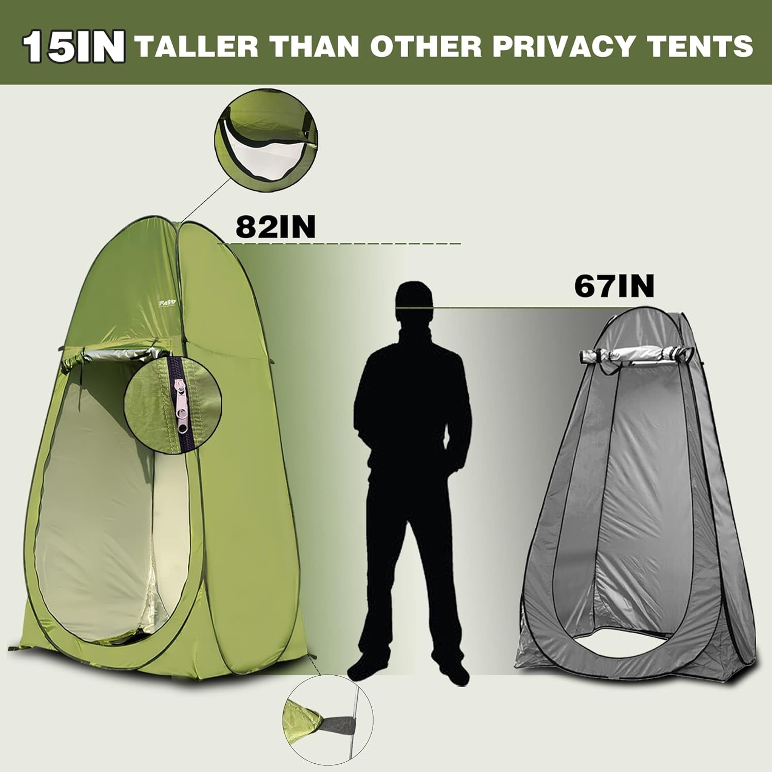 7FT Instant Pop Up Camping Shower Tent, Portable Privacy Toilet & Dressing Room Tent, Foldable Outdoor Sun Shelter for Beach Fishing Hiking