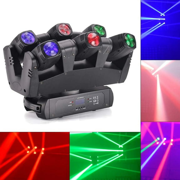 110W LED Moving Head Spider Light, 6 Head Sharpy Beam Moving Head Lights RGBW DMX Automated Pan & Tilt DJ Stage Lighting Lamp for Disco Night Club Party Stage Shows