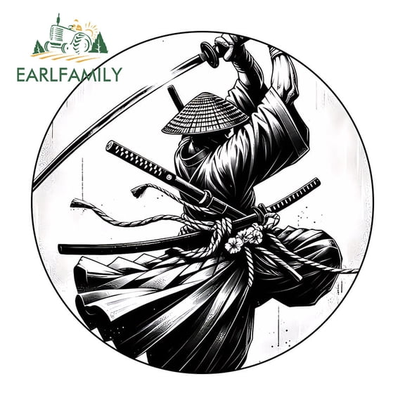 EARLFAMILY 5.1 Inch Japanese Samurai Warrior Car Stickers Scratch-Proof Waterproof Vinyl Decal Suitable for Air Conditioner Skateboard Motorcycle