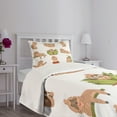 thumbnail image 5 of Ambesonne Sloth Quilted Bedspread Set 2 Pcs, Different Posed Animals, Twin Size, Pale Brown Green, 5 of 6