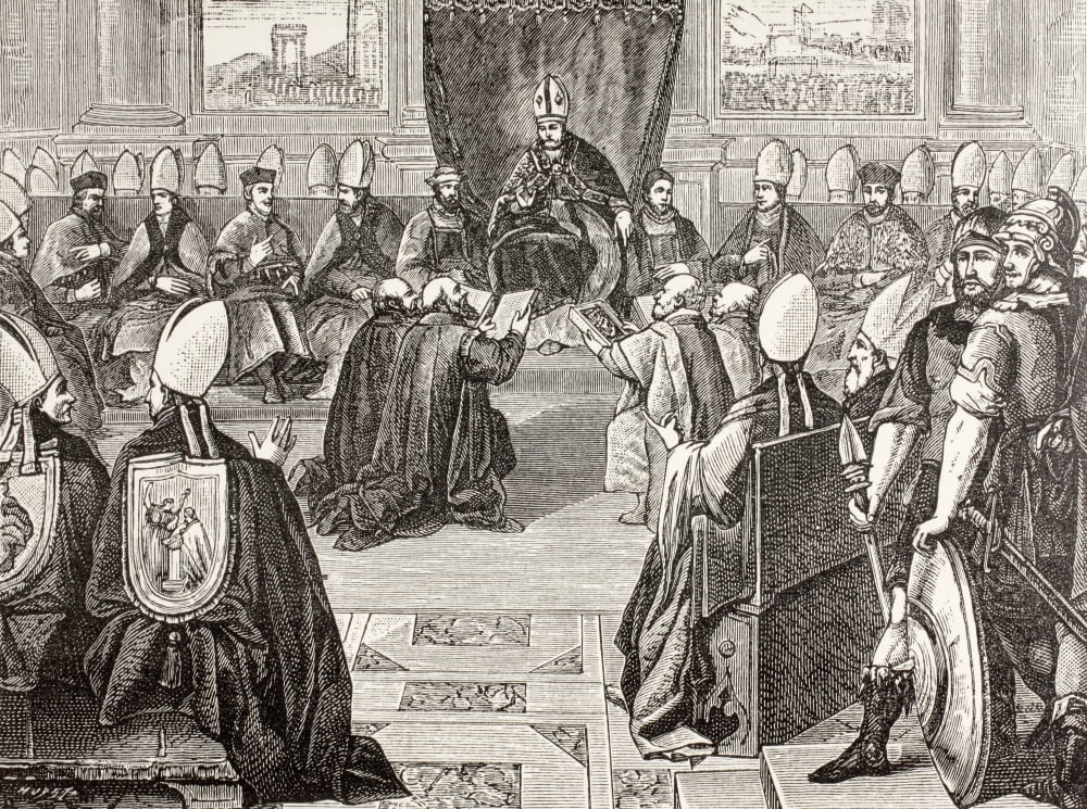 The Council Of Vienne Fifteenth Ecumenical Council Of The Roman Catholic Church That Met Between 1311 And 1312 After A Fresco In The Vatican Library Ordered By Pope Pius V From Military And Religious