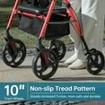 thumbnail image 5 of Elenker Mobility Rollator Walker with 10" Wheels, Adjustable Seat and Arms, Red, 5 of 6