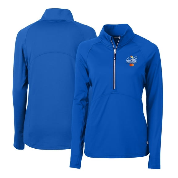 Women's Cutter & Buck Blue Arnold Palmer Invitational Adapt Eco Knit Stretch Recycled Half-Zip Pullover Top