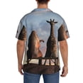 thumbnail image 5 of KLL Elephant Giraffe On A Mountain Top Sunset Print Men's Shirt Short Sleeve Button Down Summer Cuba Beach Shirts- X-Large, 5 of 7