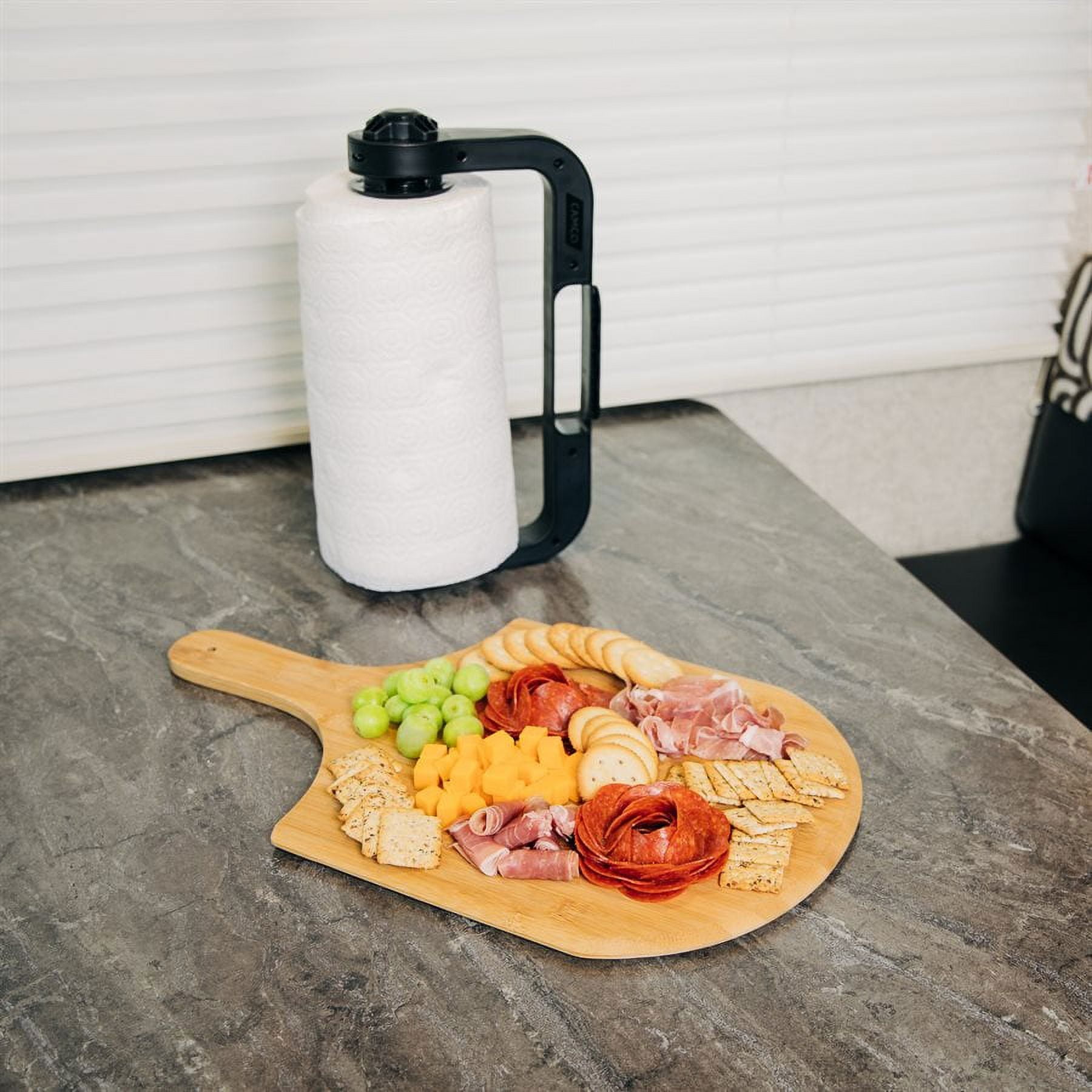 Camco Paper Towel Holder | Features Mountable Design and Adjustable Side Knob | Black (57115)