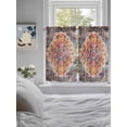 thumbnail image 4 of Tier Curtains 45 Inches Long, Blue Pink Window Treatment Curtain Drapes, Boho Middle Century Geometric Abstract Small Curtain Drapes for Bathroom Laundry Room, 27.5"x45", 2 Panels, 4 of 7