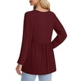 thumbnail image 5 of UVN Fall Blouses for Women Long Sleeve V Neck Peplum Tunic Tops Casual Babydoll Flowy T Shirts, 5 of 8
