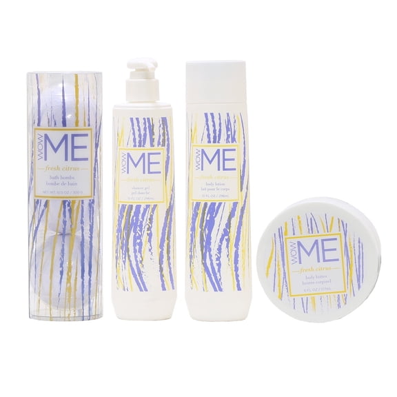 WOW ME Bundle Citrus Body Butter with 3 Bath Bombs, Shower Gel, Body Lotion - 4 Piece