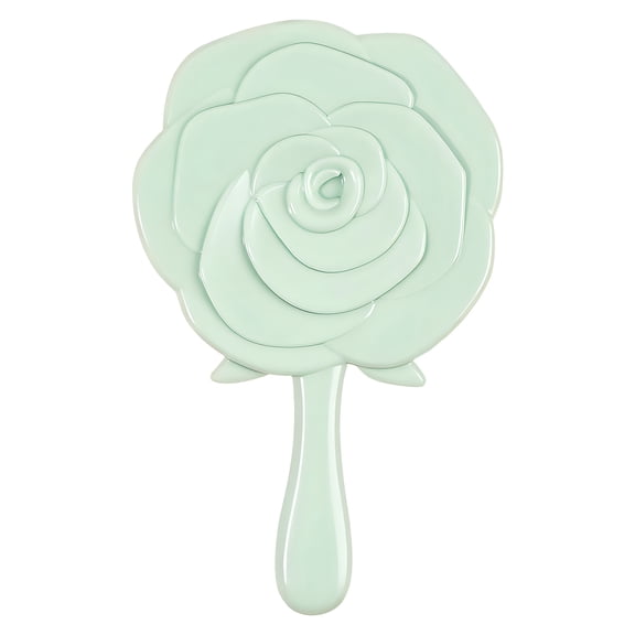 XIBUFE Hand Mirrors with Handle, Round Mirror Face 5.1"*3.1"*0.8" Hand Held Mirror, Rose Shape Hand Mirrors with Handle, Green