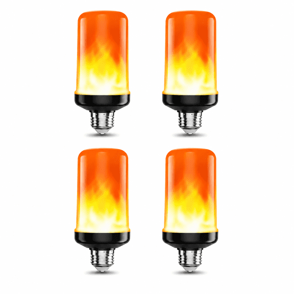 Flame Flickering LED Light Bulbs,Cuopluber Fire Light Outdoor Halloween Porch 4 Pack E26 Base, 4 Modes with Gravity Sensor, Flame Lights Lamp for Halloween Porch Christmas Indoor