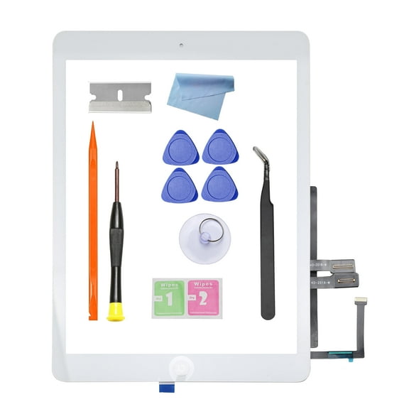 Touch Screen Replacement for iPad 6 6th Generation 2018 9.7inch - A1893 A1954 Digitizer Glass Assembly Without Home Button & Pre-Installed Adhesive & Professional Tool Kit- White