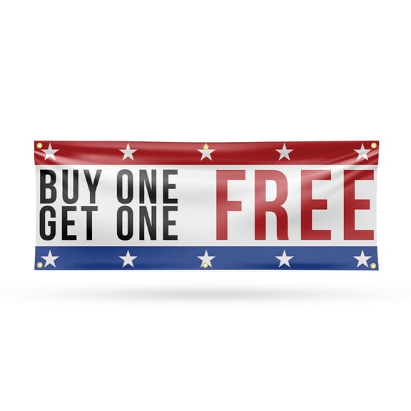 Buy One Get One Free Banner Sign 24 Inch x 72 Inch | 13 oz Vinyl with Metal Grommets | Heavy-Duty Single-Sided Outdoor Durable Printed High-Quality Weatherproof | Made in the USA