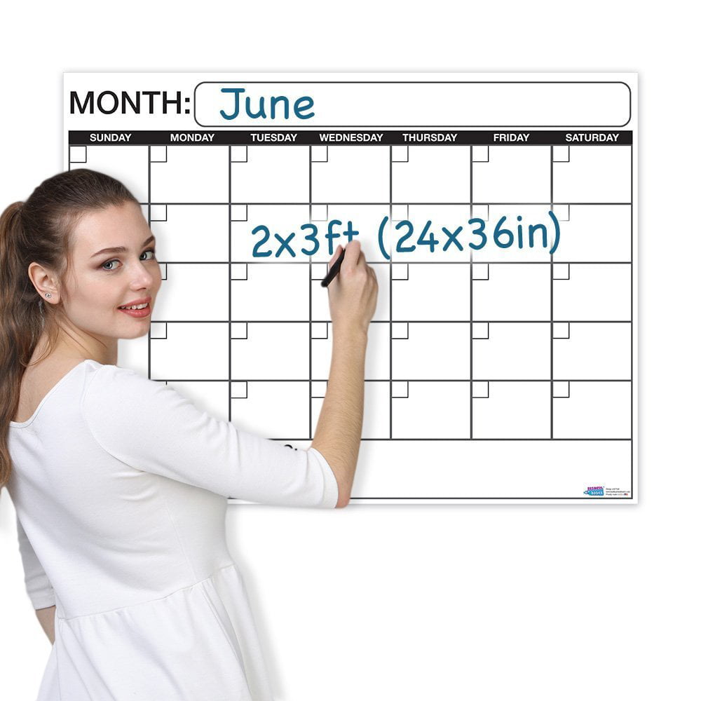 24x36in Best EXTRA LARGE Dry Erase Wall Calendar Planner & 2x3ft |1 