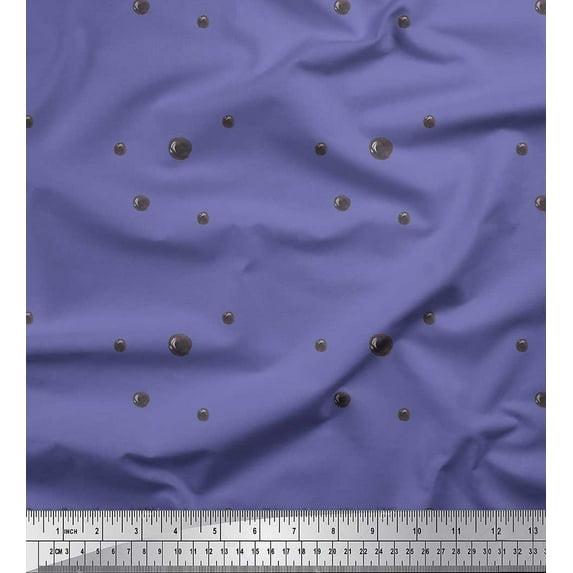 Soimoi Purple Poly Georgette Fabric Brush Stroke & Dots Abstract Printed Fabric 1 Yard 52 Inch Wide