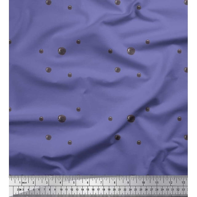 Soimoi Purple Poly Georgette Fabric Brush Stroke & Dots Abstract Printed Fabric 1 Yard 52 Inch Wide