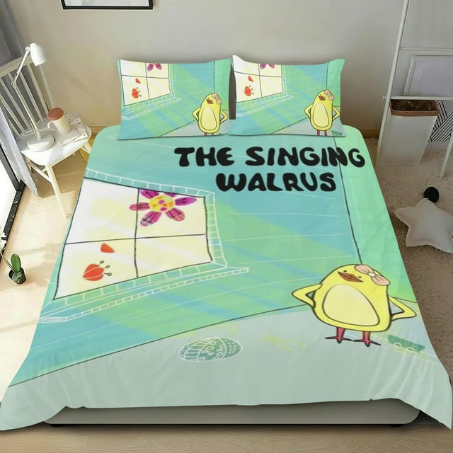 El Morsa Cantante Conjunto de sábanas temático, trío de piezas, cómodo y amigable con la piel, diseño único, regalo de decoración para el hogar para familiares, amigos y fans,173cm *218cm