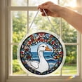 thumbnail image 5 of huayou Round Acrylic Stained Glass Suncatcher Puzzle, White Duck Ocean Floral Frame Window Hanging Ornament, Colorful Stained Light Catcher for Garden Home Wall Decor, 5 of 9