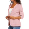 thumbnail image 5 of IYYVV 2026 Summer Linen Blazer Women 3/4 Sleeve Lightweight Suit Jacket Elegant Casual Cotton Blend Work Blazers Cardigan Pink M, 5 of 9