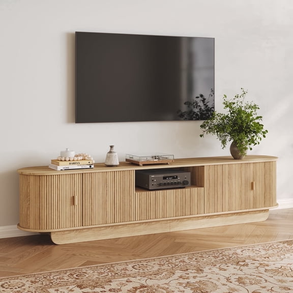 86.6'' TV Stand for TVs, Modern TV Console with Storage and Sliding Doors for Living Room, Bedroom
