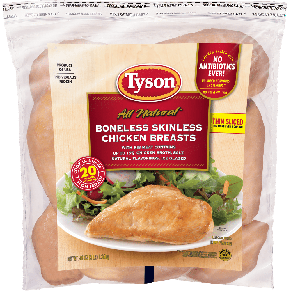 Tyson® All Natural* Boneless Skinless Chicken Breasts, 3 lb (Frozen