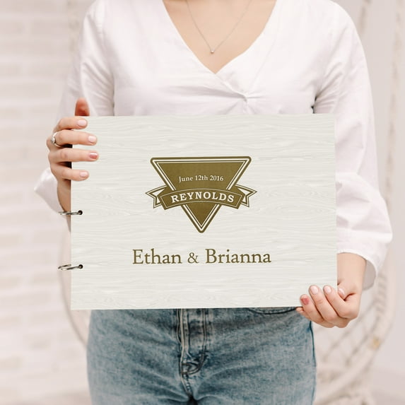 Darling Souvenir Personalized Engraved Laser Cut Wedding Guest Book Wooden Cover Sign-in Book Registry Guestbook Scrapbook-KD