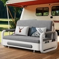 thumbnail image 2 of NessCarsti Outdoor Sofa Daybed with Pull-Out Trundle, Convertible Sleeper Couch for Patio or Balcony, 34.6" D x 62.2" W x 34.2" H, Gray/White, 2 of 7
