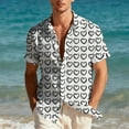 thumbnail image 4 of Men's Heart Graphic Shirt Short Sleeve Valentine Button Down Collar T-Shirt White XL, 4 of 6
