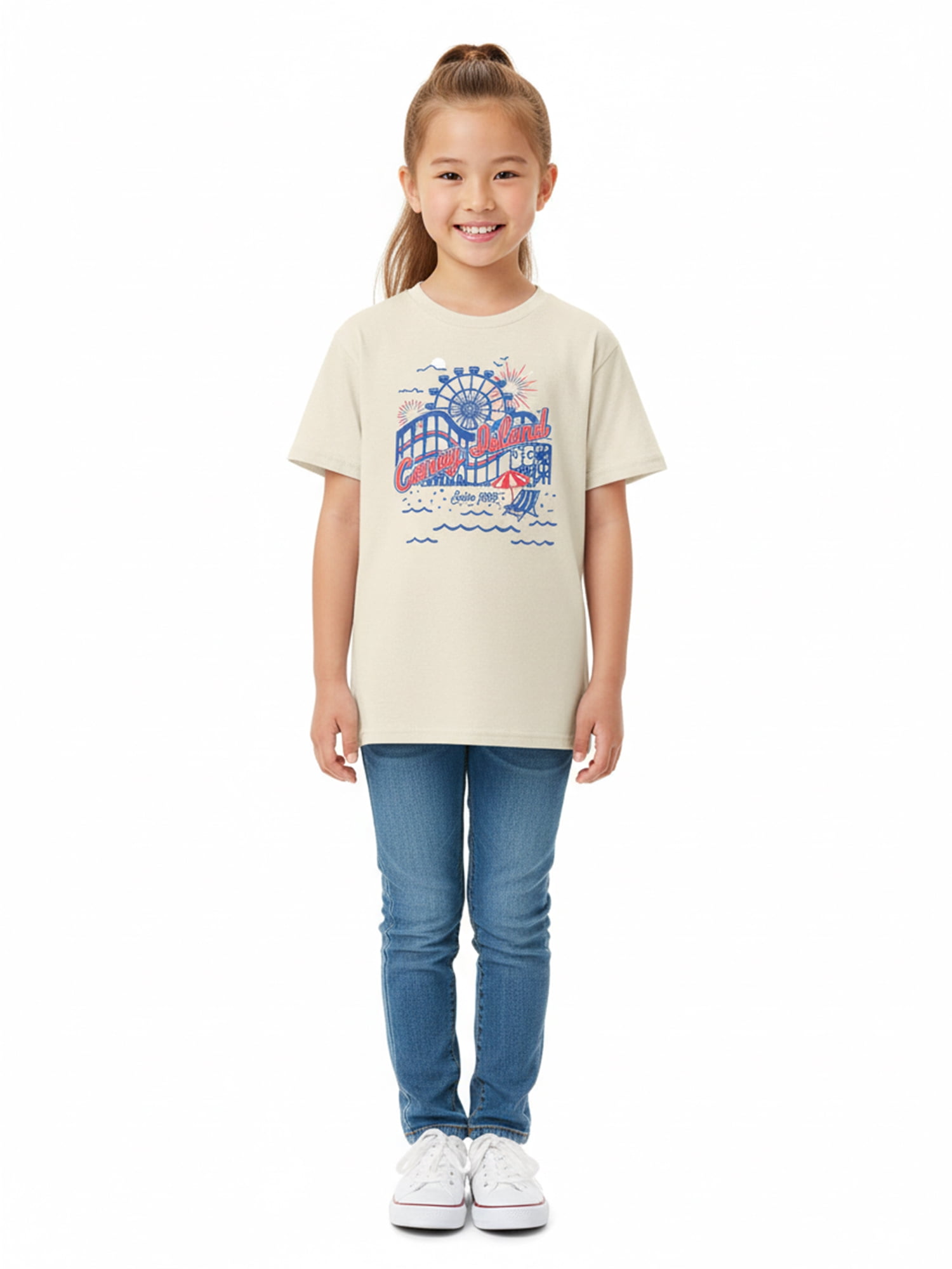 Wonder Nation Girls NYC Amusement Park Graphic Tee with Short Sleeves, Sizes 4-18