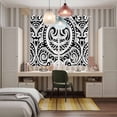 thumbnail image 6 of Curtains 63 Inch Length 2 Panels, Polynesia Texture Grommets Window Treatment Curtain, Retro Floral Tribe Abstract Art Black Thermal Curtains Drapes for Living Room/Bathroom, 6 of 9