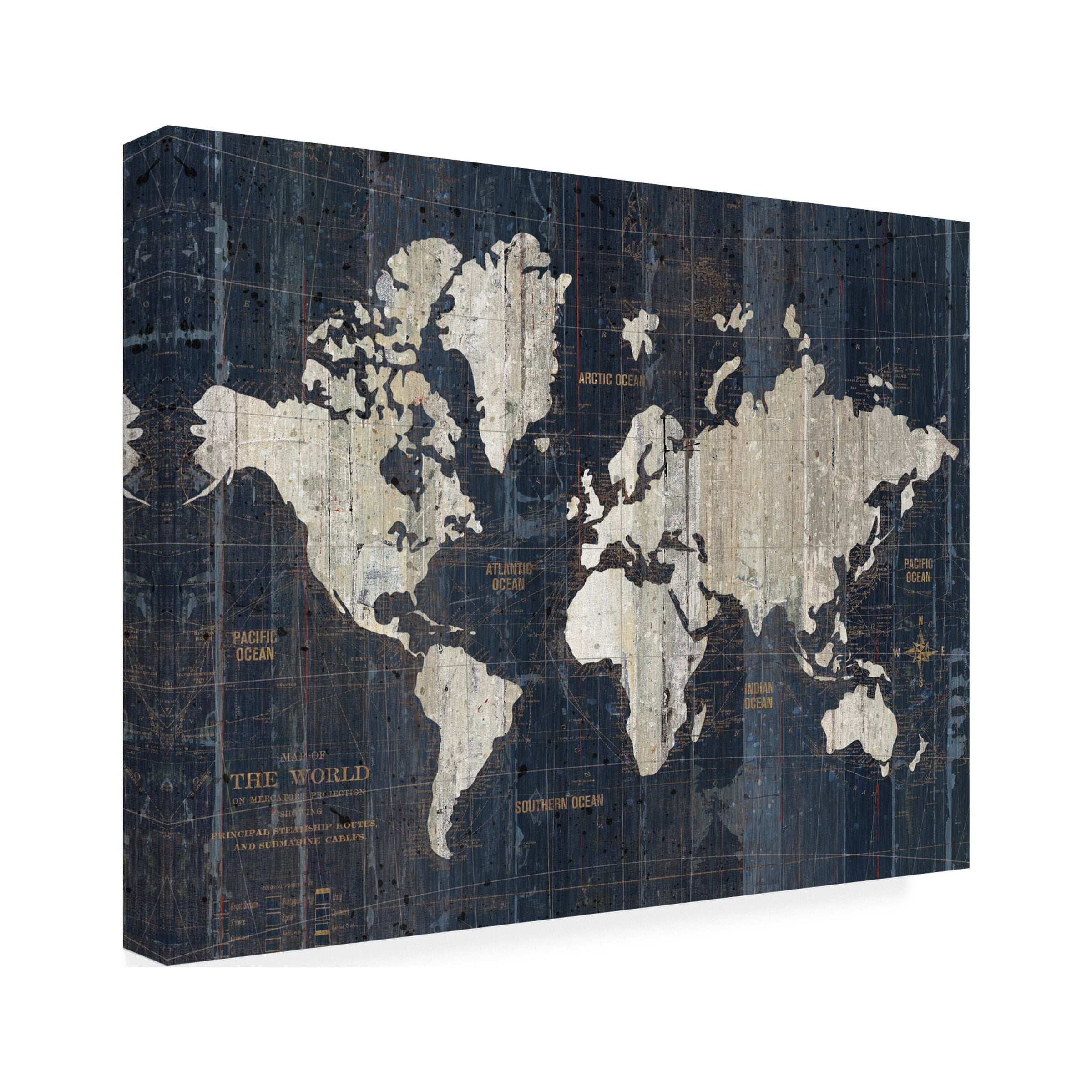 Wild Apple Portfolio 'Old World Map Blue v2' Canvas Art