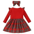 thumbnail image 3 of Gyratedream Infant Baby Girl Christmas Dress Long Sleeve Ribbed Dress with Headband 2Pcs Xmas Outfits, Size 6-9M, 3 of 7