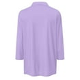 thumbnail image 3 of Huresd Golf Shirts for Women V Neck 3/4 Sleeve Tops Polo Shirts Color Block Golf Clothes for Women Light Purple S, 3 of 4