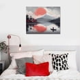 thumbnail image 5 of ALEPADNF Japanese Wall Art For Bedroom Pink Wall Decor Cherry Blossom Wall Art Japanese Ink Painting Wall Art Mount Fuji Moon Lake Modern Black And Red Landscape Artwork Ready To Hang 16x12in, 5 of 6