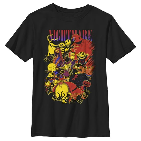 Boy's The Nightmare Before Christmas Character Collage Poster Graphic Tee Black Small