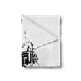thumbnail image 2 of Railroad Soft Flannel Fleece Throw Blanket, Steaming Locomotive with Monotone Sketch Illustration Old Train Design, Cozy Plush for Indoor and Outdoor Use, 50" x 60", Charcoal Grey White, by Ambesonne, 2 of 5