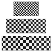 Black and White Checkered Pattern Kitchen Rugs Sets Of 3,Kitchen Runner Rugs Non Skid Washable,Decorative Kitchen Floor Mats for Kitchen,Sink,Laundry,17"x30" 17"x47" 17"x59"