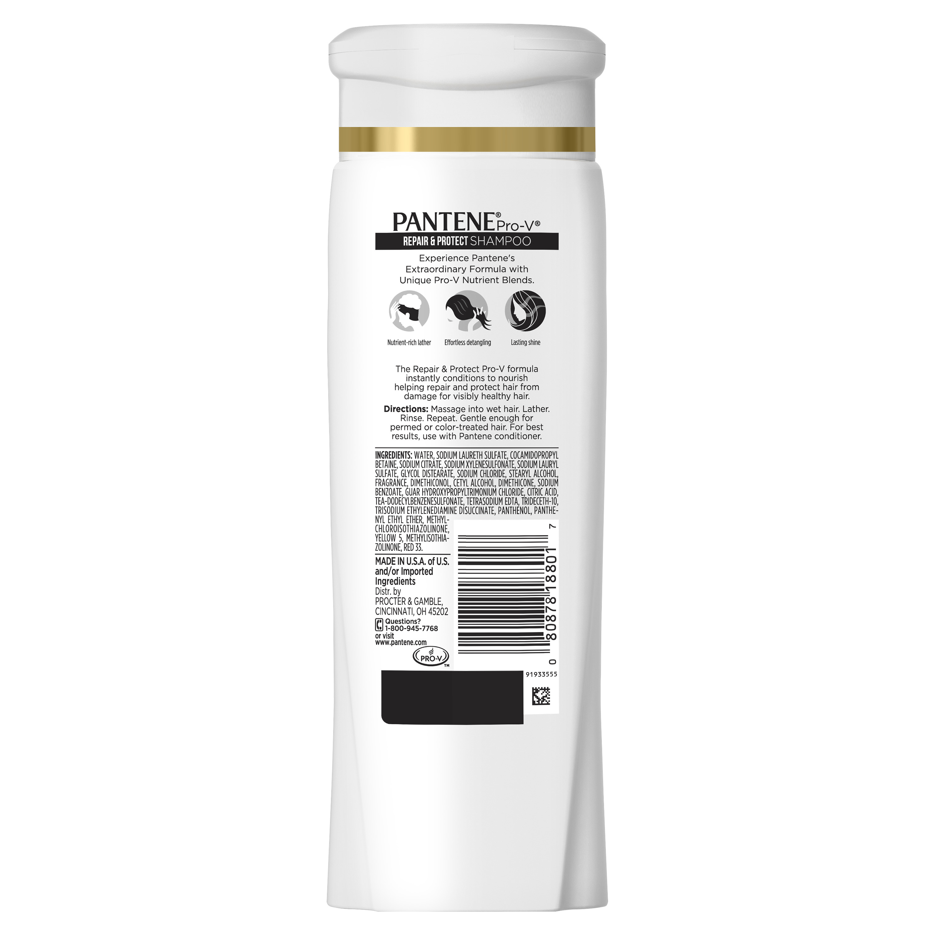 Pantene Pro-V Repair and Protect Repairing Detangling Daily Shampoo, 11 fl oz - image 2 of 7