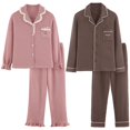 thumbnail image 5 of Pijama de pareja primavera y otoño niñas cárdigan de hombre solapa traje de casa se puede usar al aire libre otoño, 5 of 5