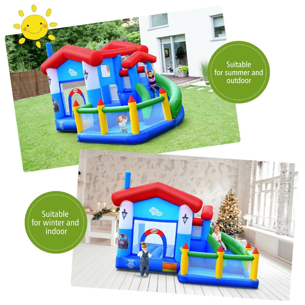 Aimee Lii Kids Inflatable Bounce Slide Castle Ball Pit without Blower, Kids Bounce House for 5-10