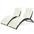 thumbnail image 2 of Gymax Lot de 2 Chaises Longues Pliables en Rotin Osier avec Coussin pour Patio Extérieur, 2 of 10