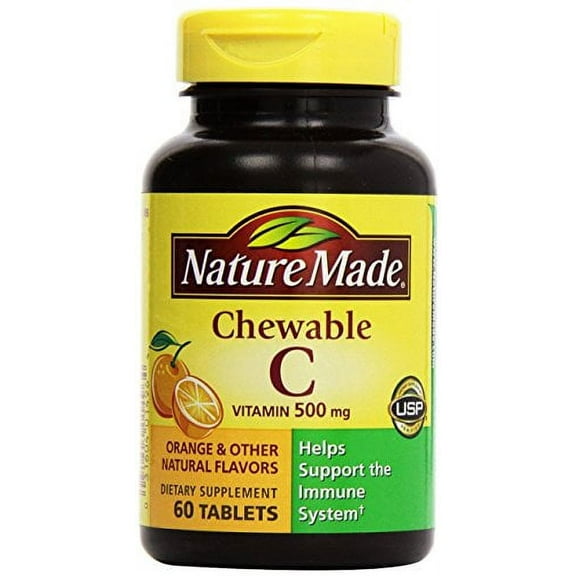 Nature Made Vitamin C 500 mg Chewable Tablets, Orange 60 ea (Pack of 4)