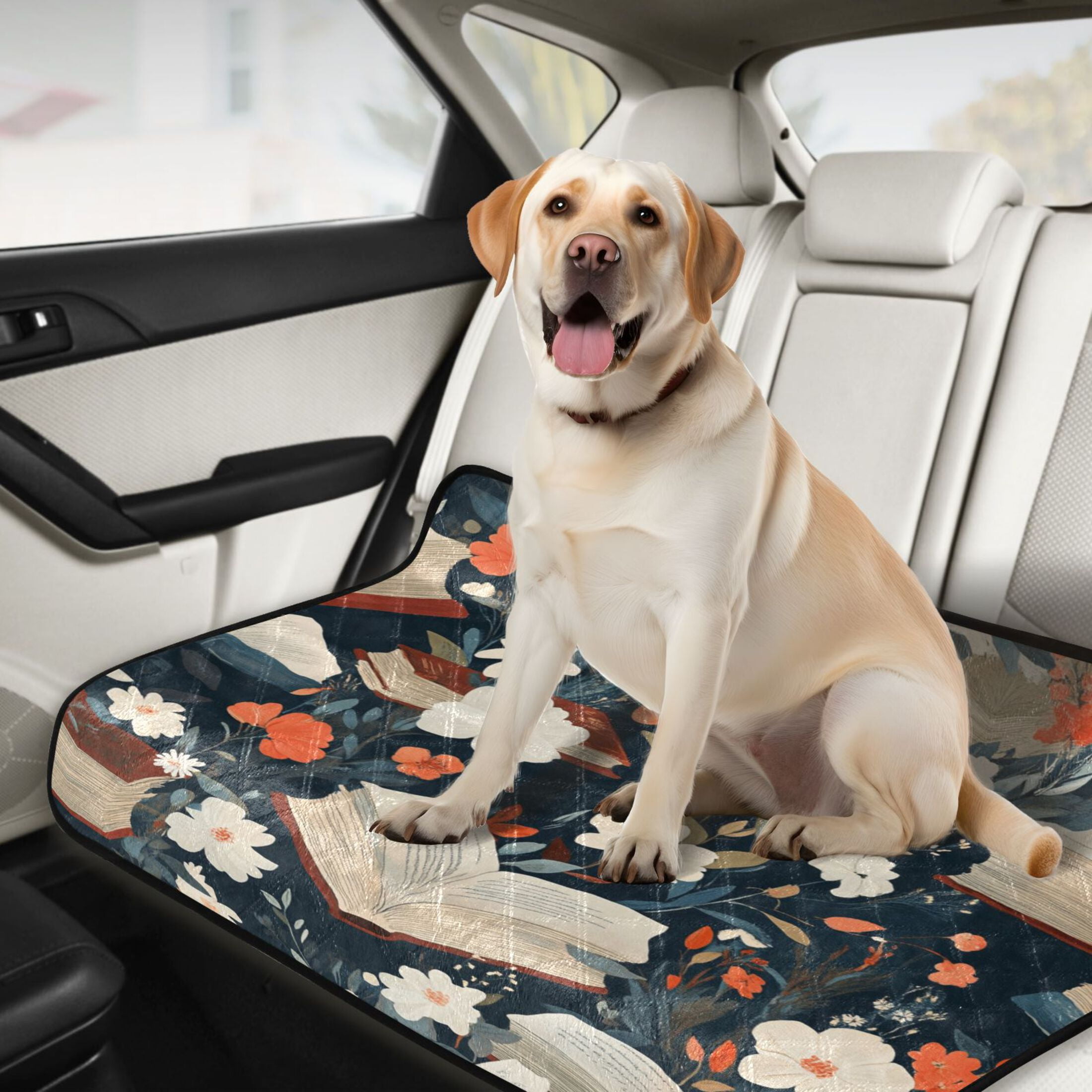 Qxltty Books and Flowers Collide Cat litter Pads Pet Set of 3 Diaper Mats Center Anti-leakage Layer Absorbent Soft and Comfortable